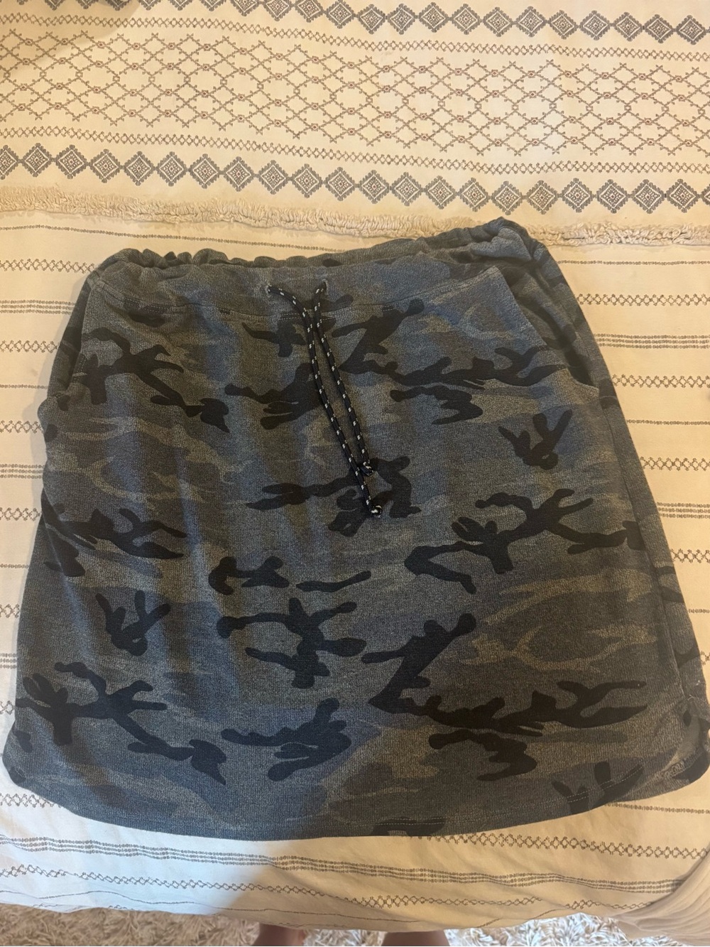 Sundry Camouflage Drawstring Mini Skirt